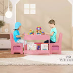 Kids Art Table and 2 Chairs, 3 in 1 Activity Table with 2 Chairs, Toddlers Craft Table Art Desk for Home Daycare Playroom