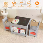 Kids Art Table and 2 Chairs, 3 in 1 Activity Table with 2 Chairs, Toddlers Craft Table Art Desk for Home Daycare Playroom