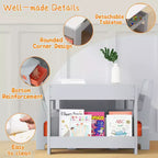 Kids Art Table and 2 Chairs, 3 in 1 Activity Table with 2 Chairs, Toddlers Craft Table Art Desk for Home Daycare Playroom