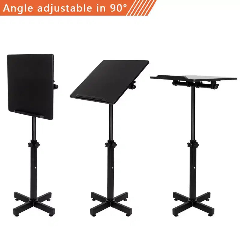 Lutrin de conférence classique, pupitre mobile réglable en hauteur, plateau de table polyvalent pour discours, conférences, bureau pour ordinateur portable avec butée de bord, noir