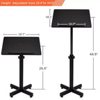 Lutrin de conférence classique, pupitre mobile réglable en hauteur, plateau de table polyvalent pour discours, conférences, bureau pour ordinateur portable avec butée de bord, noir