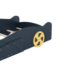 Full Size Race Car-Shaped Platform Bed, Wood Platform Bed Frame with Wheels and Storage, for Girls Boys Teenagers, Dark Blue