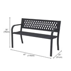 Iron Frame Bench with Geometric Hollowed-Out Design, Suitable for Gardens, Courtyards, and Terraces