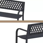 Iron Frame Bench with Geometric Hollowed-Out Design, Suitable for Gardens, Courtyards, and Terraces
