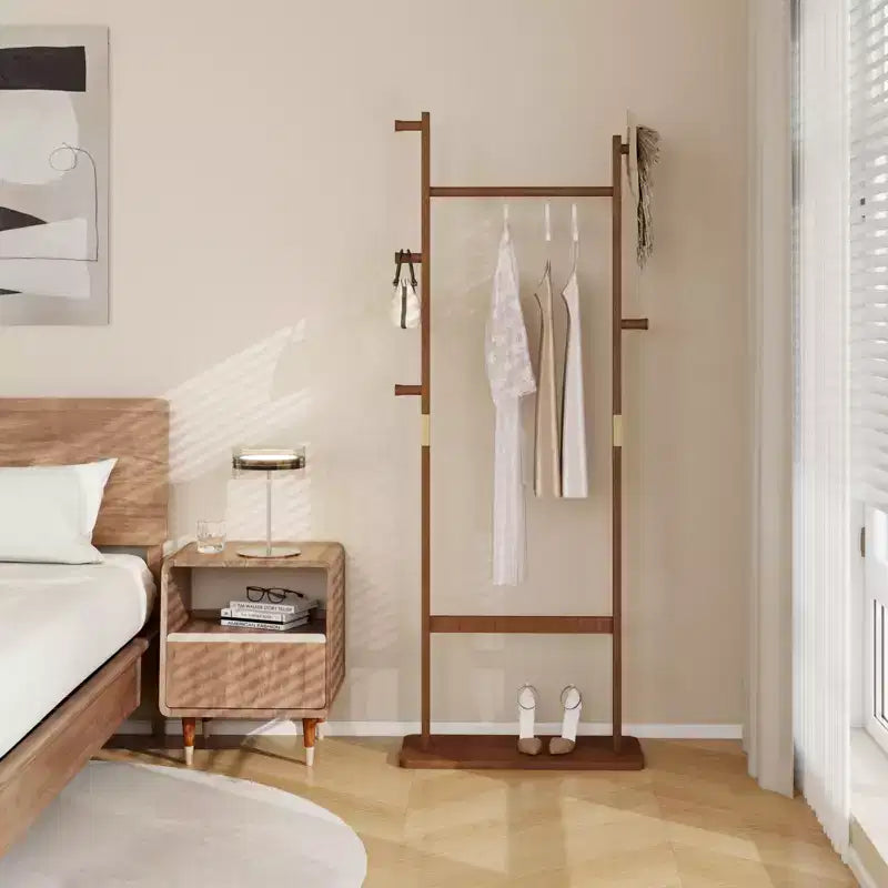 Porte-manteau rustique en bois d'hévéa