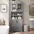 Tall Storage Cabinet with Glass Doors, 67 Freestanding Pantry Cabinet with Adjustable Shelves for Kitchen and Living Room