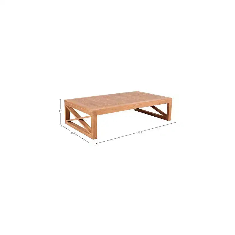Table basse d'extérieur en teck naturel