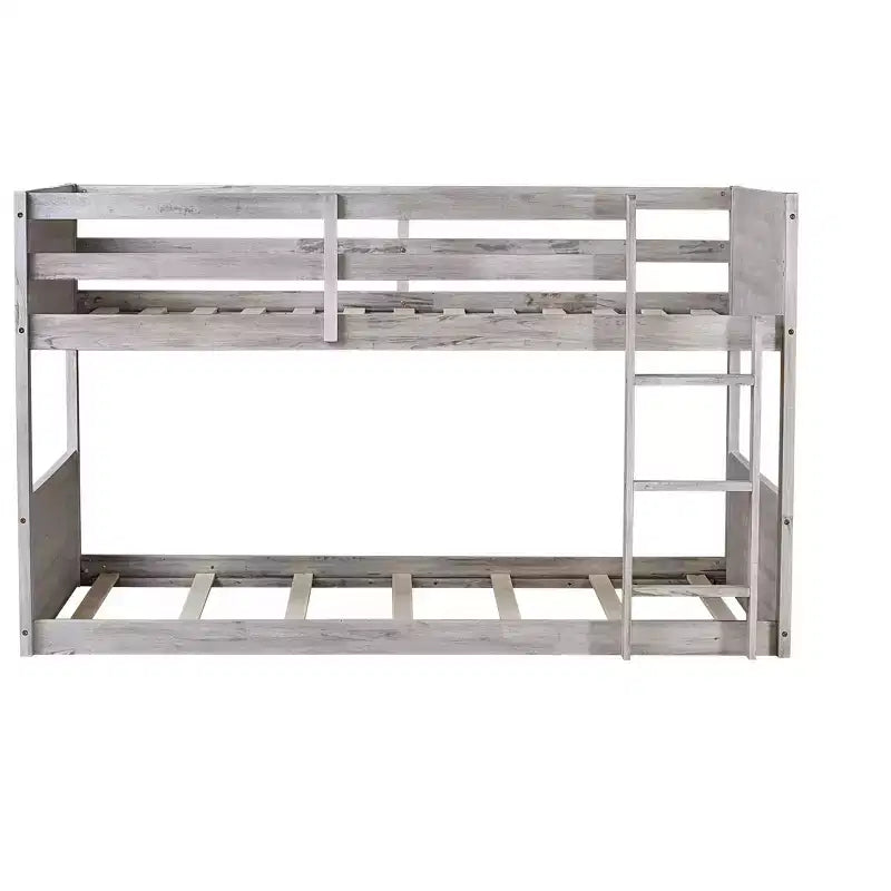 Lit superposé jumeau sur jumeau avec cadre en bois d'hévéa, lits superposés pour tout-petits avec tête et pied de lit à panneaux, cadres de lit pour chambre à coucher