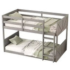 Lit superposé jumeau sur jumeau avec cadre en bois d'hévéa, lits superposés pour tout-petits avec tête et pied de lit à panneaux, cadres de lit pour chambre à coucher