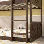 Lit superposé jumeau sur jumeau avec cadre en bois d'hévéa, lits superposés pour tout-petits avec tête et pied de lit à panneaux, cadres de lit pour chambre à coucher