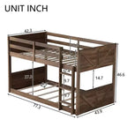 Lit superposé jumeau sur jumeau avec cadre en bois d'hévéa, lits superposés pour tout-petits avec tête et pied de lit à panneaux, cadres de lit pour chambre à coucher