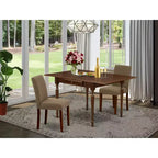 Table à manger 2 places en bois massif avec plateau rabattable finition acajou – 3 pièces