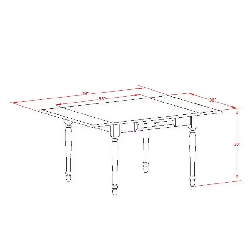 Table à manger 2 places en bois massif avec plateau rabattable finition acajou – 3 pièces