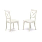 Table à manger 5 pièces, finition blanc lin, avec 4 chaises à dossier treillis rabattable