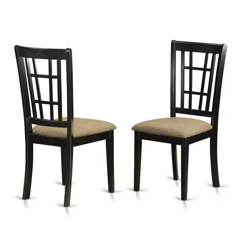 6-Piece Square Black & Cherry Finish Solid Wood Top Dining Table with 1-Bench and 4-Chairs