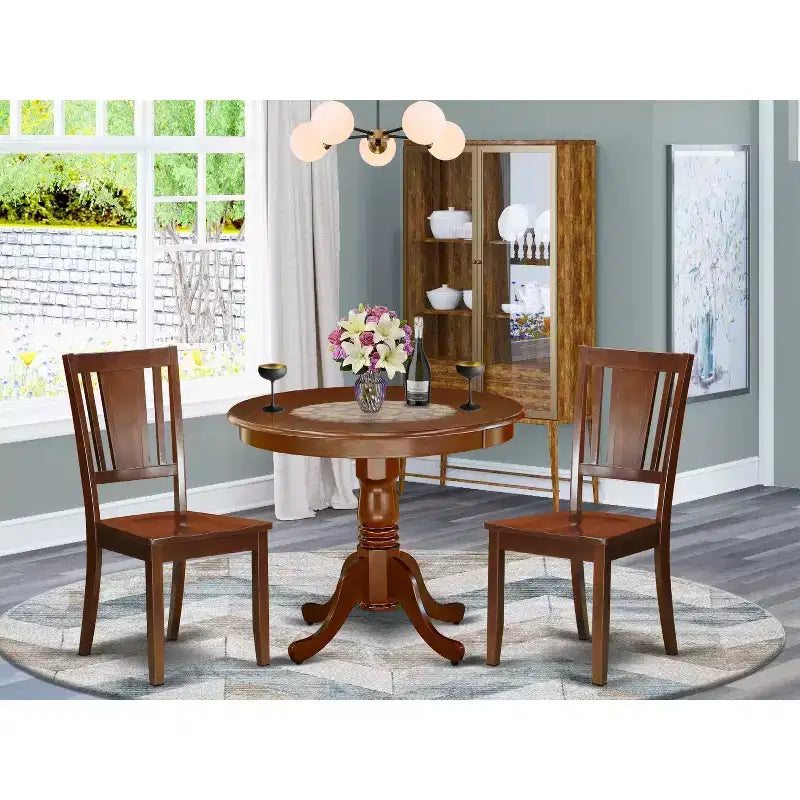 Table à manger ronde - Table de 36 pouces avec 2 chaises - Coin repas de cuisine