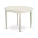 Table à manger ronde 3 pièces en bois massif finition blanche