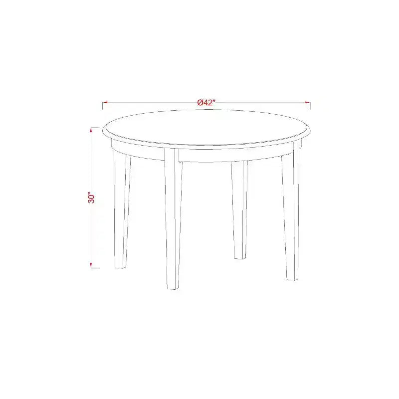 Table à manger ronde 3 pièces en bois massif finition blanche