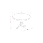 Table à manger 5 pièces en bois massif à plateau rond, finition cerisier et couleur crème, avec 4 chaises
