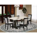 5-Piece Natural Oak Finish Solid Wood Top Dining Table with 4 Parson Chairs