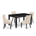 HomeStock 5-Pc Black Finish Solid Wood Top - Rectangular Dining Room Set - Seats 4