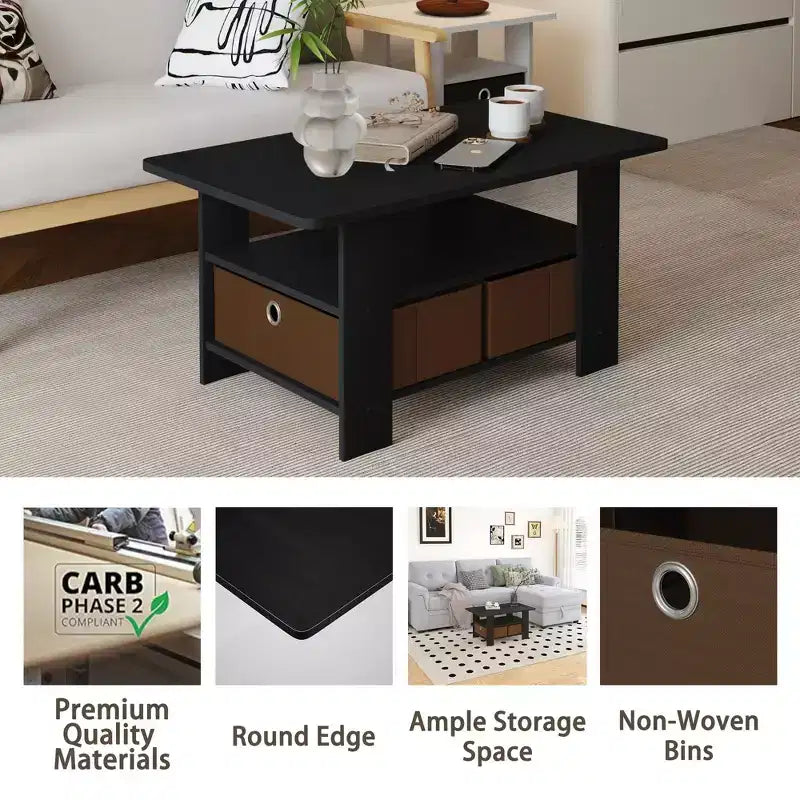 31 Table basse Meuble de salon moderne avec tiroir de rangement et étagère ouverte