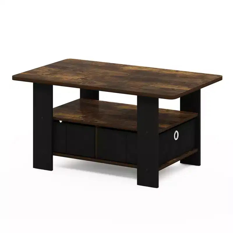 31 Table basse Meuble de salon moderne avec tiroir de rangement et étagère ouverte