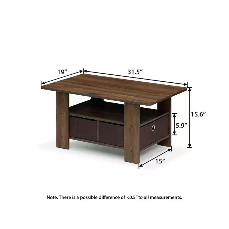 31 Table basse Meuble de salon moderne avec tiroir de rangement et étagère ouverte