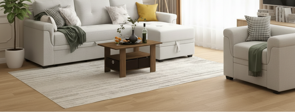 31 Table basse Meuble de salon moderne avec tiroir de rangement et étagère ouverte