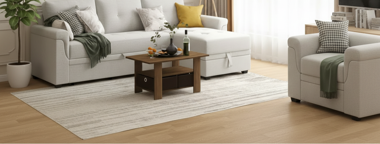 31 Table basse Meuble de salon moderne avec tiroir de rangement et étagère ouverte