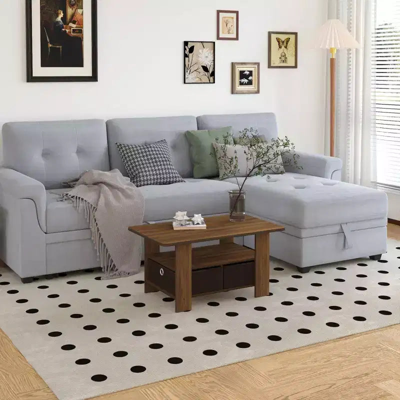 31 Table basse Meuble de salon moderne avec tiroir de rangement et étagère ouverte