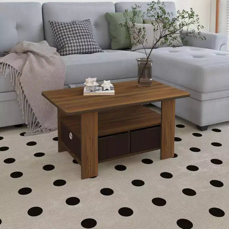 31 Table basse Meuble de salon moderne avec tiroir de rangement et étagère ouverte
