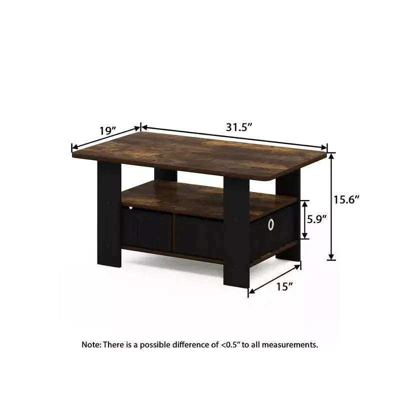 31 Table basse Meuble de salon moderne avec tiroir de rangement et étagère ouverte