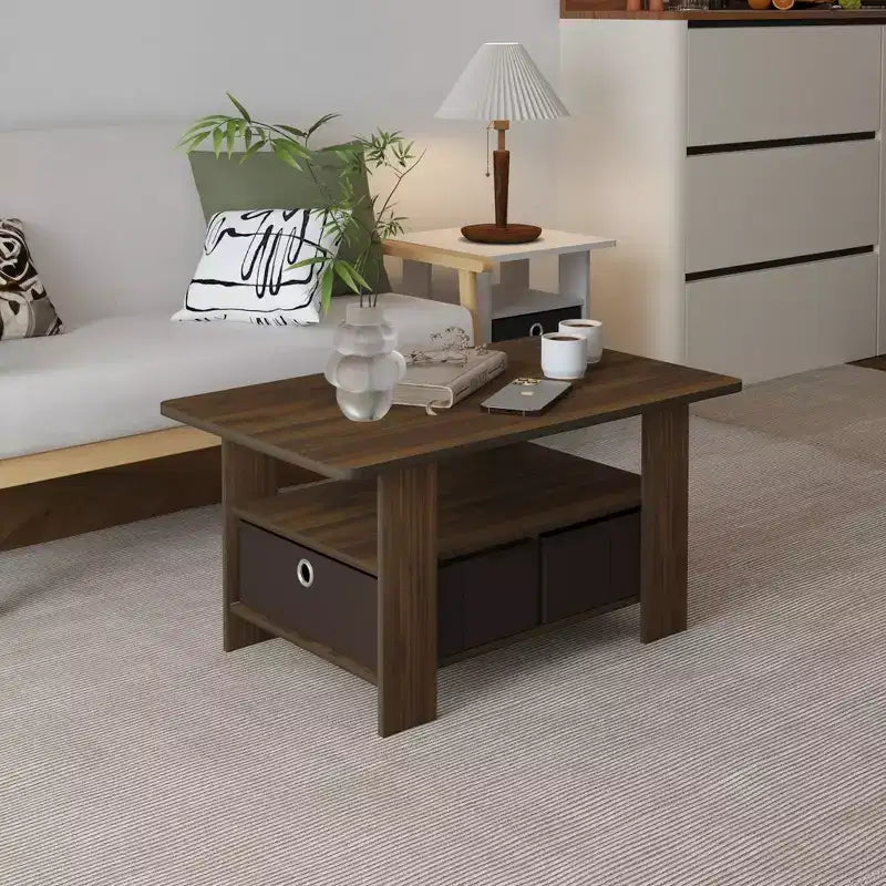 31 Table basse Meuble de salon moderne avec tiroir de rangement et étagère ouverte