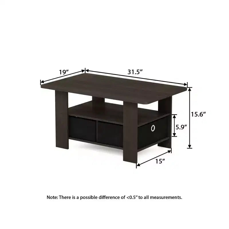 31 Table basse Meuble de salon moderne avec tiroir de rangement et étagère ouverte