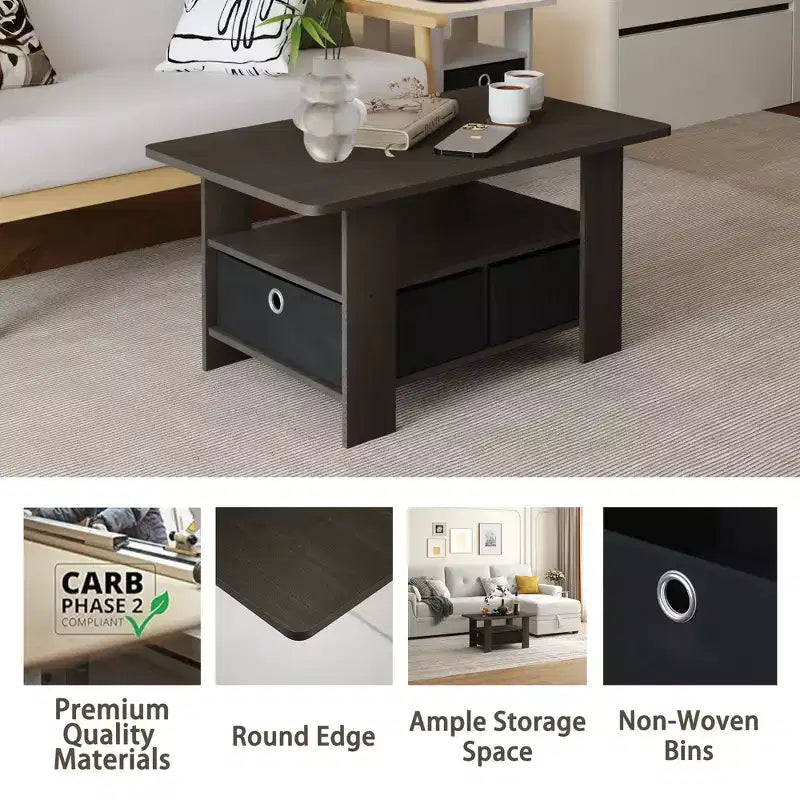 31 Table basse Meuble de salon moderne avec tiroir de rangement et étagère ouverte