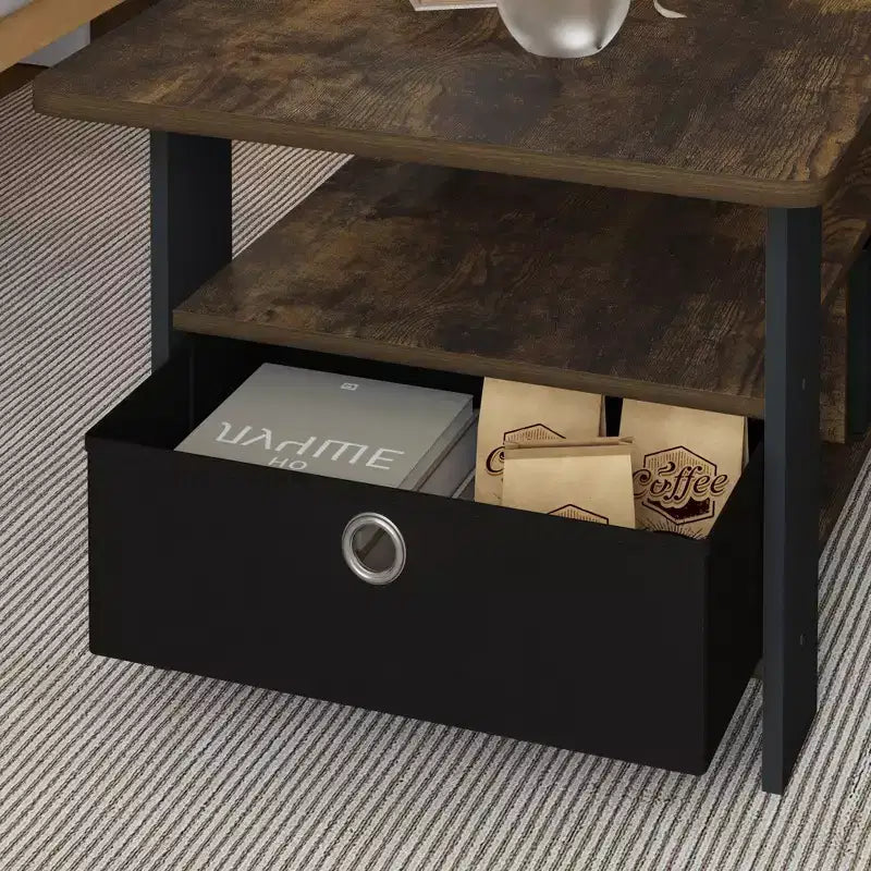 31 Table basse Meuble de salon moderne avec tiroir de rangement et étagère ouverte
