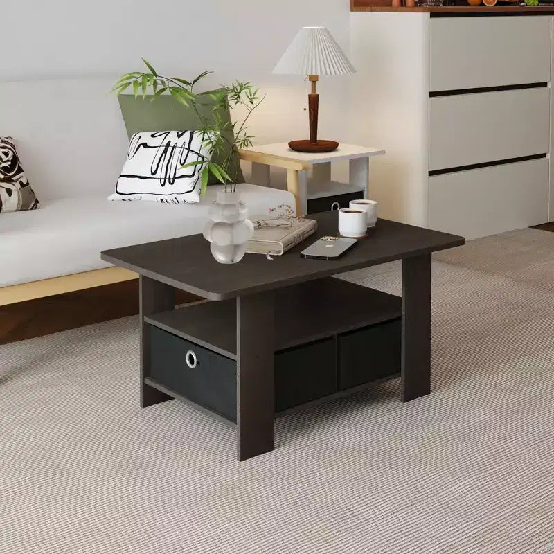 31 Table basse Meuble de salon moderne avec tiroir de rangement et étagère ouverte
