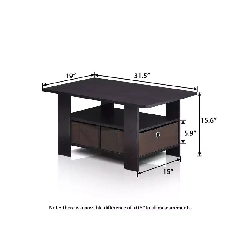 31 Table basse Meuble de salon moderne avec tiroir de rangement et étagère ouverte
