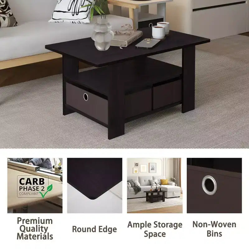 31 Table basse Meuble de salon moderne avec tiroir de rangement et étagère ouverte