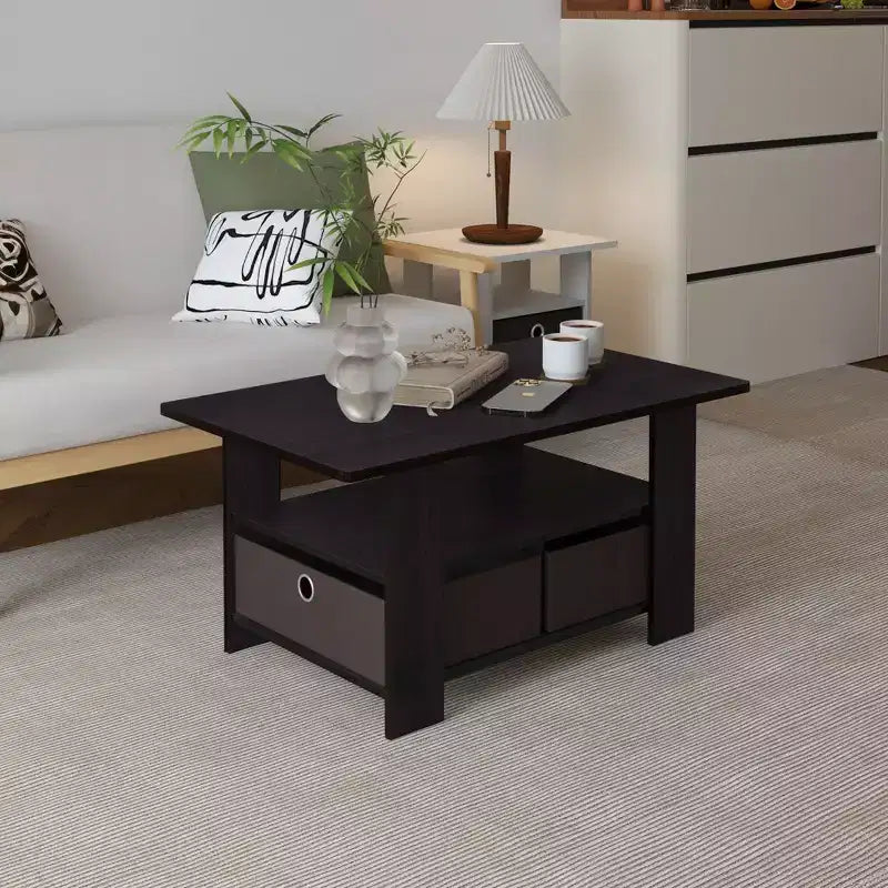 31 Table basse Meuble de salon moderne avec tiroir de rangement et étagère ouverte