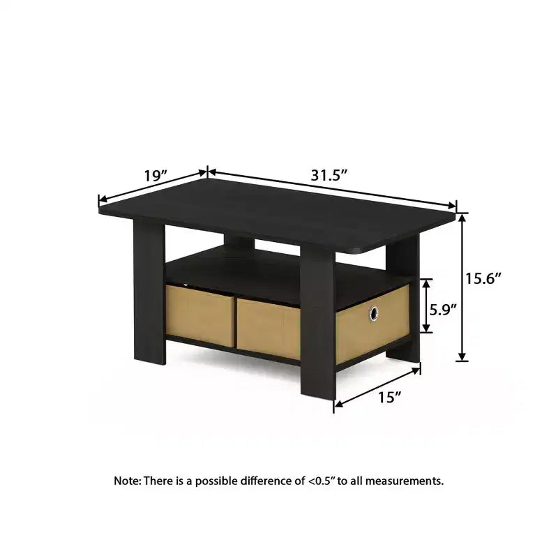 31 Table basse Meuble de salon moderne avec tiroir de rangement et étagère ouverte