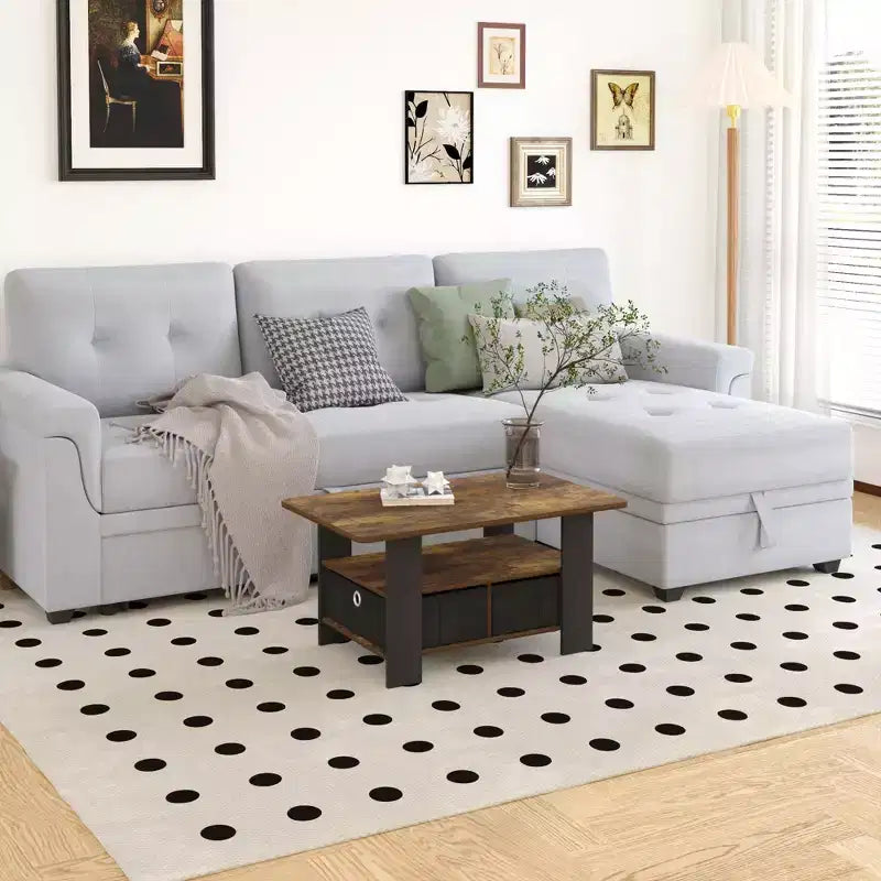 31 Table basse Meuble de salon moderne avec tiroir de rangement et étagère ouverte