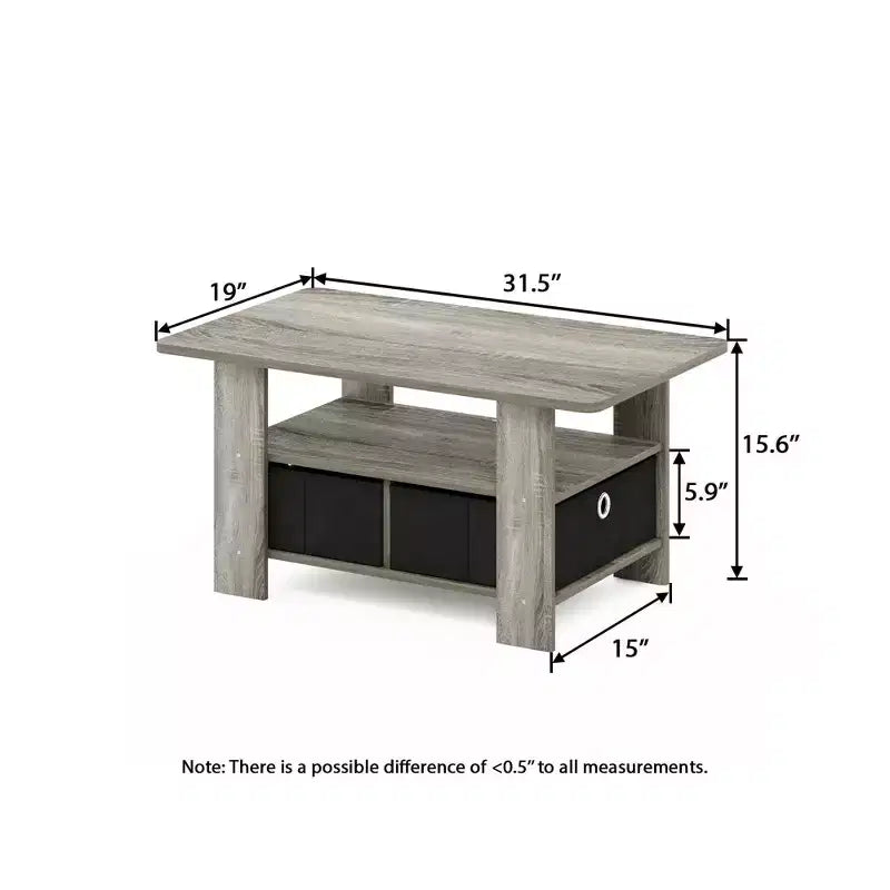 31 Table basse Meuble de salon moderne avec tiroir de rangement et étagère ouverte