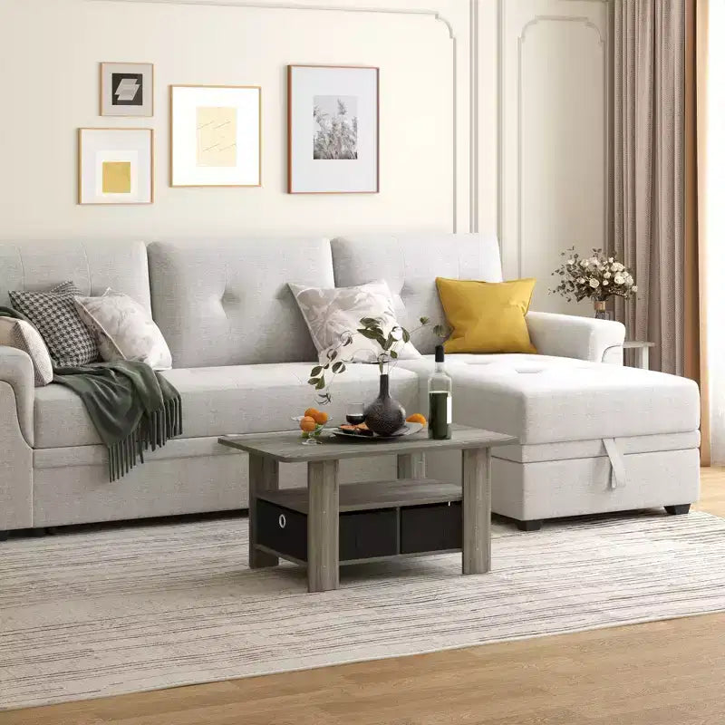 31 Table basse Meuble de salon moderne avec tiroir de rangement et étagère ouverte