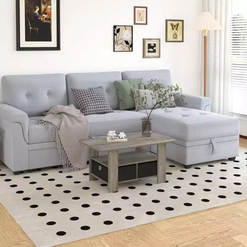 31 Table basse Meuble de salon moderne avec tiroir de rangement et étagère ouverte