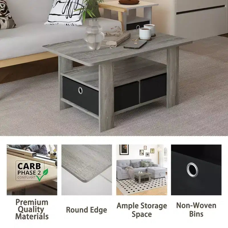 31 Table basse Meuble de salon moderne avec tiroir de rangement et étagère ouverte