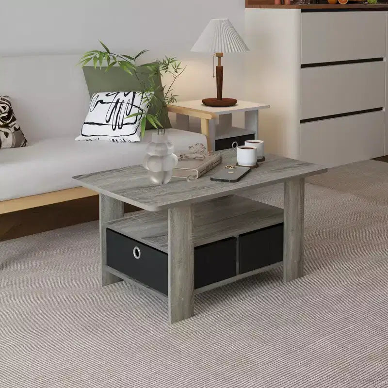 31 Table basse Meuble de salon moderne avec tiroir de rangement et étagère ouverte