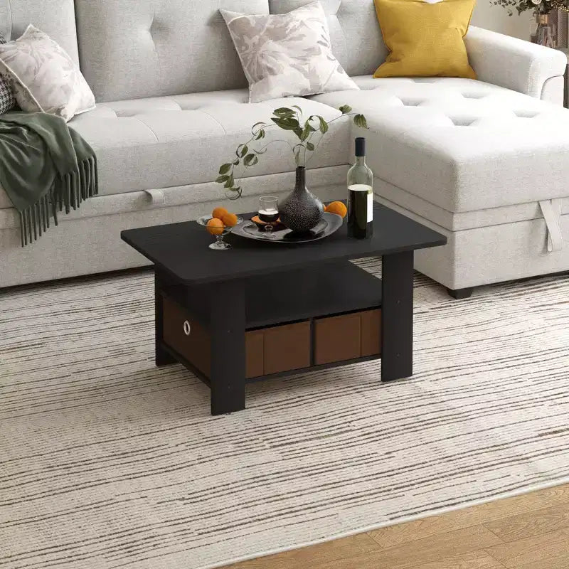 31 Table basse Meuble de salon moderne avec tiroir de rangement et étagère ouverte
