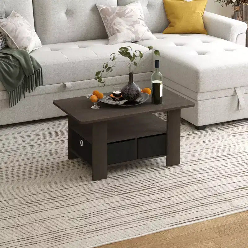 31 Table basse Meuble de salon moderne avec tiroir de rangement et étagère ouverte